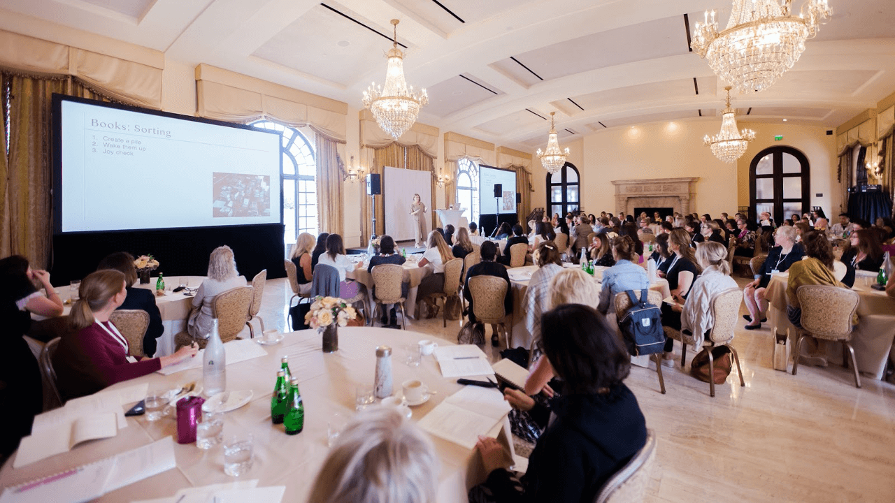 a room full of conference participants
